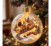 Glowing Christmas Snow Globe Ornament with Warm LED Light | Cute Light Up Christmas Ornaments,Christmas Tree Ornaments Ball for Indoor Fireplace Home Mantel Shelf,Holiday Scene Decor