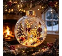 Glowing Christmas Story Diorama Bauble, Warm LED Light-Up Tree Ornament | Illuminated Mini Scene Bauble for Christmas Decor Collectors, Hanging Light-Up Ornament for Tree Mantel Holiday Party Styling