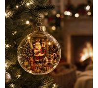 Glowing Christmas Story Diorama Bauble, Warm LED Light-Up Tree Ornament | Illuminated Mini Scene Bauble for Christmas Decor Collectors, Hanging Light-Up Ornament for Tree Mantel Holiday Party Styling