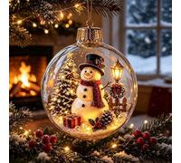 Glowing Christmas Story Diorama Bauble, Warm LED Light-Up Tree Ornament | Illuminated Mini Scene Bauble for Christmas Decor Collectors, Hanging Light-Up Ornament for Tree Mantel Holiday Party Styling