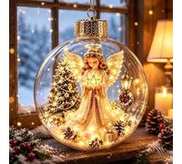 Glowing Christmas Story Ornament, LED Light Up Xmas Scene Hanging Decor，E | Christmas Decorations, Warm Illuminated Festive Diorama Bauble, Ready-to-Hang Holiday Keepsake for Tree Home Party Decoration