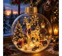 Glowing Christmas Story Ornament, LED Light Up Xmas Scene Hanging Decor，F | Christmas Ornaments for the Home,xmas Decorations,Warm Illuminated Festive Diorama for Tree Home Party Decoration