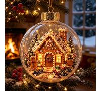 Glowing Christmas Story Ornament,Light-Up Mini Holiday 2D Scene with Warm LED Light,Mini Christmas Ornaments,Hanging Holiday Festive Keepsake Gift for Home Christmas Party Decoration