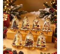 Glowing Christmas Story Ornament, Light-Up Mini Holiday Scene (7 Pcs) | Xmas Ornament Ball with Warm LED Light, Easy Hanging Festive Diorama Bauble, Shatterproof Plastic Decor for Home Party