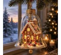 Glowing Christmas Story Ornament, Mini Holiday Scene，Bell House