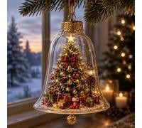 Glowing Christmas Story Ornament, Mini Holiday Scene，Bell Tree
