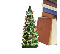 Glowing Christmas Tree | Resin Small Lighted Artificial Christmas Tree Figurine | e Accent Led La mp for Tabletop Ma ntelpiece Windowsill Holiday Gatherings Party Living Room