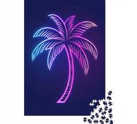 Glowing Coconut Tree Wooden Jigsaw Puzzle for Adults 1000 Piece Puzzles for Teenagers Creative Jigsaw Puzzles Family Challenging Games Toys 1000pcs (75x50cm)
