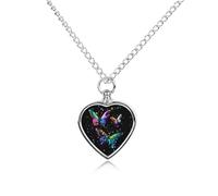 Glowing Colorful Butterfly Pet Ashes Necklace Memorial Jewelry Dog Cat Keepsake Funeral Urn Pendant for Men Women