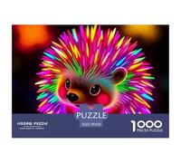 Glowing Colorful Hedgehog Jigsaw Puzzle 1000 Pieces Relaxing Entertainment Adults Teens Premium Box Poster 70x50cm/1000pcs