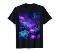 Glowing Cosmic Succulent Art Galaxy Botanical Aesthetic T-Shirt
