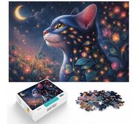 Glowing Egyptian Mau Cat with Floral Design A Jigsaw Puzzle, 1000 Piece | For festive leisure at home: Adult jigsaw puzzle with 1000 pieces offers a classic activity for Christmas.
