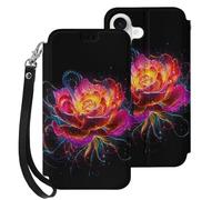 Glowing Flower Petals Cell Phone Flip Leather Case Classic Protection Compatible with iPhone 17/17 Air/17 Pro/17 Pro Max