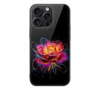Glowing Flower Petals Phone Case Compatible with iPhone 15/15 Plus/15 Pro/15 Pro Max Glass Back Protective Shell