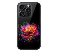 Glowing Flower Petals Phone Case Compatible with iPhone 15/15 Plus/15 Pro/15 Pro Max Glass Back Protective Shell