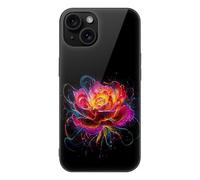 Glowing Flower Petals Phone Case Compatible with iPhone 15/15 Plus/15 Pro/15 Pro Max Glass Back Protective Shell