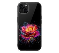 Glowing Flower Petals Phone Case Compatible with iPhone 15/15 Plus/15 Pro/15 Pro Max Glass Back Protective Shell