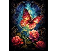 Glowing Flowers, Butterflies Cross Stitch Kits - Counted Cross Stitch Kits for Beginners Adults,11 CT Patterns Dimensions Embroidery Kits Arts Craft Kits, Home Decor 15.7 x 19.7in,40X50cm（4）-A