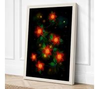 Glowing Flowers in Darkness Canvas Wall Art Print 18x12 Inch | Ready to Hang, Gallery Wrapped, Fade-Resistant Inks, Securely Packaged, UK Made