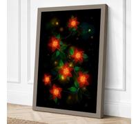 Glowing Flowers in Darkness Canvas Wall Art Print 18x12 Inch | Ready to Hang, Gallery Wrapped, Fade-Resistant Inks, Securely Packaged, UK Made