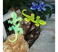 Glowing Geckos SunCatcher Garden Decor Ornaments Set of 3 Medium Fun Garden Stakes, 50cm/19.6'' high Outdoor Yard Accessory, Gardeners Gift, Colour:yellow/green/blue (3) YG