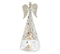 Glowing Glass Angel Christmas LED Lighted Desktop Ornament Decoration Festive Table Centerpiece (B, One Size)