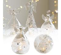 Glowing Glass Angel Christmas LED Lighted Desktop Ornament Decoration Festive Table Centerpiece (C, One Size)
