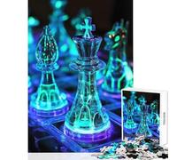 Glowing Glass Chess Set for Adults 1000 Piece Jigsaw Puzzle Art Work Gifts Improve Memory Toy Wall Decor for And from 14 Years And over (38x52cm)