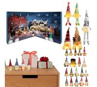 Glowing Gnomes - 23 Inch Plush Christmas Decoration, Plush Glowing Dolls, 24 Pieces Countdown Calendar with Lovely Gnomes Figures, Great for Scribing