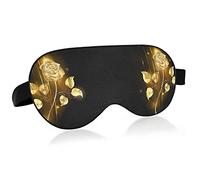 Glowing Golden Rose on Black Eye Masks Cover Blocks Light Sleep Mask Shade Cover Blindfold Relaxing Eyeshade Cover with Adjustable Head Strap for Men Women Kids