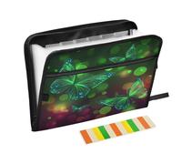 Glowing Green Butterfly Expanding File Folder A4,13 Pockets File Organiser, Paperwork A4 Plastic Wallet Document Storage Expander for School,Office and Home