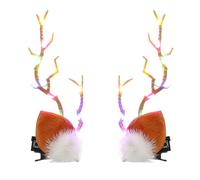 Glowing Hair Clip Resin Deer Horn Barrettes for Christmas | Festive Clip-on Styling, Glowing Antler Look, for School Performances, Cosplay, Short or Long Hair