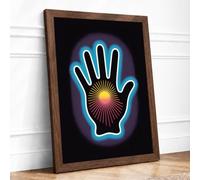 Glowing Hand in Light Framed Wall Art Print A2 Walnut | Ready to Hang, Premium Gi Paper, Fade-Resistant Inks, Securely Packaged, UK Made
