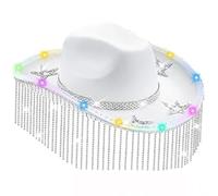 Glowing Hat With Crystal Tassels Light For Party Tasseled String Light Glowing Hat Brimmed For Actor Actress Cowboy