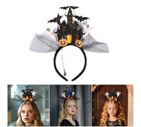 Glowing Haunted Castles Hairband For Halloween Party Costume Accessories Safe Elastic Hairhoop For Kids Adult Halloween Hairhoop With LED Light