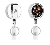 Glowing Heart Love Badge Reel Retractable Stainless Steel Badge Clip with Lanyard Cute Badges Reel Holder Heavy-Duty Nurse Doctor Name Tag Badges Clip for Work