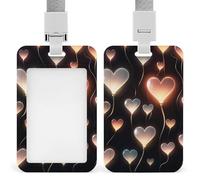 Glowing Heart Love Retractable ID Badge Holder with Lanyard - Vertical Badge Reel,Keychain Clip,Name Tag Id Card Holder Protector for Nurse Officer Teacher Security Staff Women Men