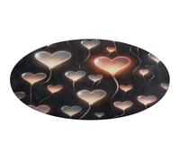 Glowing Heart Love Round Area Rug Non Slip Backing Doormat Water Absorbent Plush Throw Low-Pile Non-Slip Floor Mat Carpet for Living Room Bedroom Entryway Nursery Room 60 * 60cm