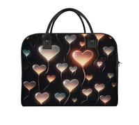 Glowing Heart Love Travel Duffle Bag, Large Capacity Weekender Overnight Bags with Internal Pocket, Gym Bag for Women Men