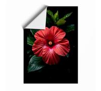 Glowing Hibiscus Botanical Unframed Wall Art Print A4 (29.7×21cm), Wall Decor for Living Room, Bedroom, Office & Home, Art Gift