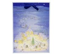 Glowing in the Snow Christmas Advent Calendar | Christmas Village Advent Calendar with Glitter & Hanging Ribbon, 24 Doors of Festive Joy - 38x52cm