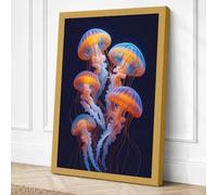 Glowing Jellies Coastal Canvas Wall Art Print 18x12 Inch | Ready to Hang, Gallery Wrapped, Fade-Resistant Inks, Securely Packaged, UK Made