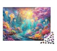 Glowing Jellyfish And Enchanted Underwater City 1000Pc Jigsaw Puzzle Underwater World Premium Quality, Great for Adults & Kids 70x50cm/1000pcs