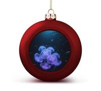 Glowing Jellyfish Christmas Ball Ornaments - Shatterproof Plastic Vintage Rustic Xmas Tree Decorations Pendant for Family Holiday Wedding Party Xmas Hanging Decoration
