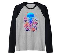 Glowing Jellyfish Ocean Adventure Gift for Sea Lovers Raglan Baseball Tee