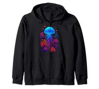 Glowing Jellyfish Ocean Adventure Gift for Sea Lovers Zip Hoodie