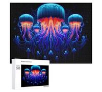 Glowing Jellyfish Swarm Themed Jigsaw Puzzle for Adults, 500 PCS