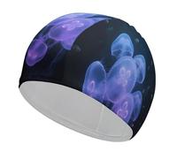Glowing Jellyfish Swim Cap for Women Men Swimming Hat Bath Waterproof Pool Caps for Long Thick Curly Hair