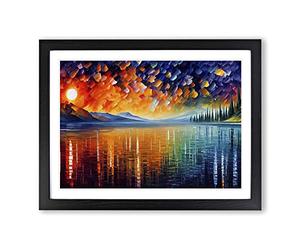 Glowing Lake Framed Wall Art Print A2 Black | Ready to Hang, Premium Gi Paper, Fade-Resistant Inks, Securely Packaged, UK Made