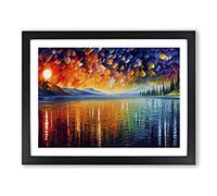 Glowing Lake Framed Wall Art Print A2 Black | Ready to Hang, Premium Gi Paper, Fade-Resistant Inks, Securely Packaged, UK Made